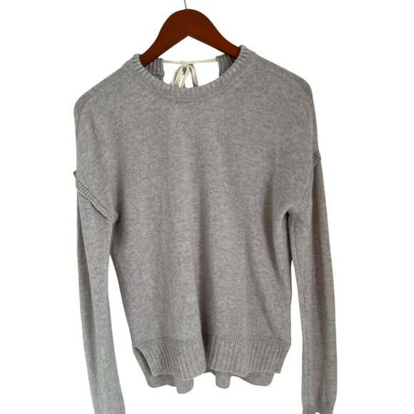 Gray Duffy 100% Cashmere Knit Sweater With Back Tie Detail & High-Low Hem - Picture 2 of 9